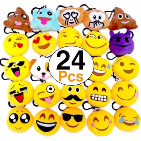 OHill 24 Pack Emoticon Plush Mini Pillows Party Favor for Birthday Party Home Decoration