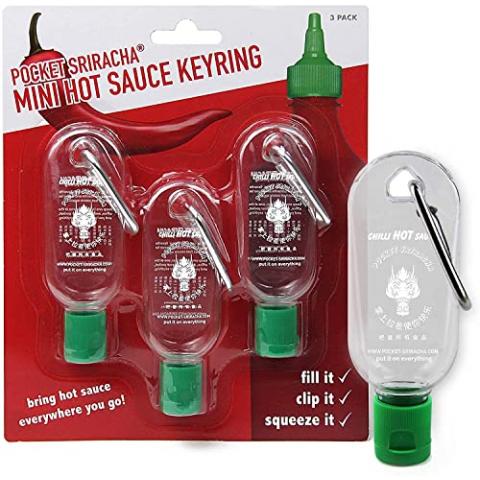 Pocket Sriracha Mini Sriracha Hot Sauce Bottle Keyring 3 PACK Bring Hot Sauce with you Everywhere - Great Chilli Sauce Gift (Shipped Empty)