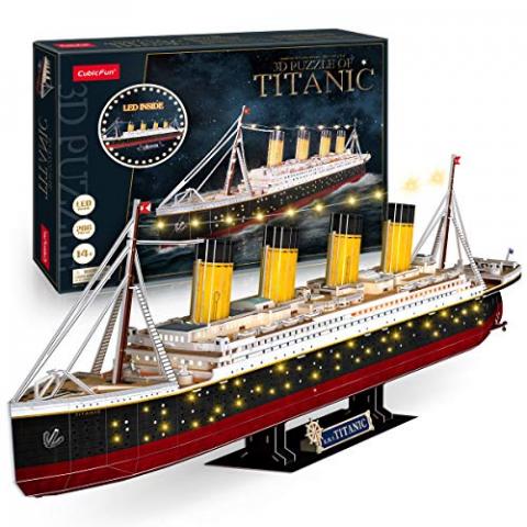 CubicFun 3D Puzzles for Adults - LED Titanic 35'' Large Ship - New Home Desk Decor - House Warming, Wedding, Anniversary, Valentines Day Teacher Gifts for Him Her