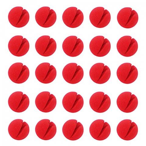 Ogrmar 25PCS Red Circus Clown Nose Christmas Costume Party Cosplay Halloween Decor (25PCS)