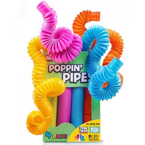 BUNMO Pop Tubes - Sensory Toys - Toddler Toys - Imaginative Play & Stimulating Creative Learning - Hours of Fun for Kids - Tons of Ways to Play - Connect, Stretch, Twist & Pop - 4 Pack Large