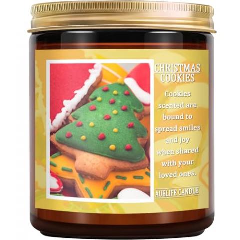 Christmas Candle | Christmas Cookies Scented Candle - Christmas Scented Candles for Home, Soy Candles for Home Scented - Holiday Candle Gifts Christmas Gift for Women and Men - 7 oz Jar Candles