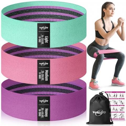 WALITO Resistance Bands for Legs and Butt, Fabric Exercise Loop Bands Yoga, Pilates, Rehab, Fitness and Home Workout, Strength Bands for Booty