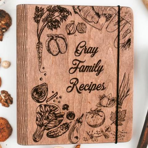 ENJOY THE WOOD Personalized Recipe Book Binder - Wooden Blank Family Cookbook Journal to Write in Your Own Recipes - Customized Recipe Binder, Recipe Books to Write in, Hardcover (Small (A6), Peppers)