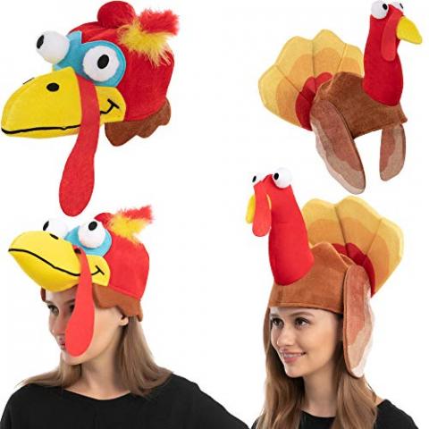 JOYIN 2 PCS Silly Thanksgiving Turkey Cap, Novelty Hats for Thanksgiving Night Event Dress-up Party, Thanksgiving Costume Hats for Role Play Carnival Cosplay, Thanksgiving Decoration & Accessories