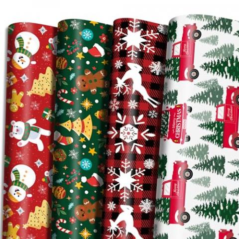 OHOME Christmas Wrapping Paper - Christmas Decorations | Christmas Gift Bags | Red, Green and White Christmas Tissue Paper -Christmas Gifts for Kids Men Women | Christmas Party Favors,29" x 42"