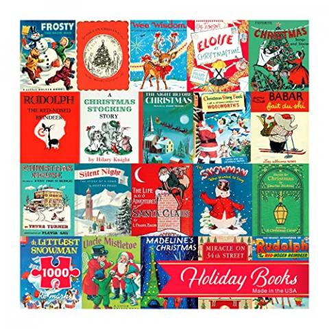 Re-marks Holiday Books Puzzle, Collage Puzzle for All Ages, 1000-Piece Christmas Puzzle