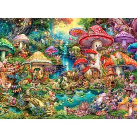 Buffalo Games - Aimee Stewart - Merry Mushroom Village Picnic - 1000 Piece Jigsaw Puzzle for Adults Challenging Puzzle Perfect for Game Nights - Finished Puzzle Size is 26.75 x 19.75