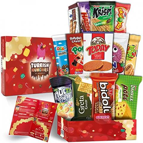 Midi International Snack Box | Premium Exotic Foreign Snacks | Unique Snack Food Gifts Included | Try Extraordinary Turkish Snacks | Candies from Around the World | 12 Full-Size + 1 Bonus Snacks