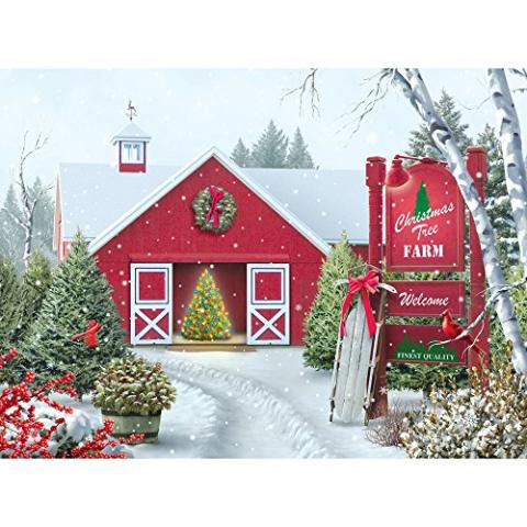 Bits and Pieces - 500 Piece Jigsaw Puzzle for Adults - Christmas Tree Farm - 500 pc Winter Holiday Snow Jigsaw by Artist Alan Giana