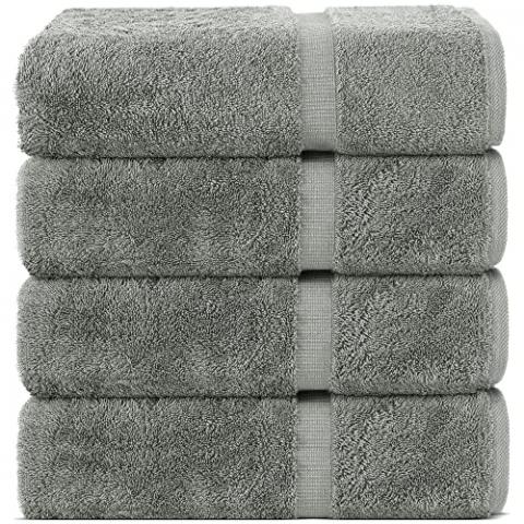 Chakir Turkish Linens | Hotel & Spa Quality 100% Cotton Premium Turkish Towels | Soft & Absorbent (4-Piece Bath Towels, Gray)