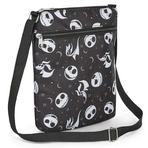 Disney Crossbody Bags For Women, Nightmare Before Christmas Gift, Jack Skellington Movie Black Vegan Small Sling Bag, Shoulder Bag, Travel Purses for Women, Everyday Halloween Passport, Adults & Teens