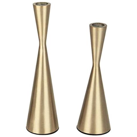 Vixdonos Brass Gold Metal Candle Holders Taper Candlestick Holders Set of 2 Table Decorative Candle Stand for Wedding, Dinning, Party,Home Decor (Gold)