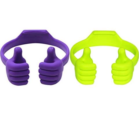 Honsky Thumbs-up Phone Stand for Tablets, E-Readers and Smart Phones - 2 Pack - Green, Purple