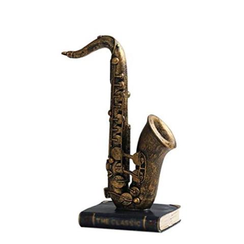 QQYDZSW Sculpture Desktop Ornament Ideal Figurine Statue Retro Resin Sax Statue Model Figurine Saxophone Miniature Sculpture Handmade Craft Bar Cafe Home Decor Ornament(Gold)