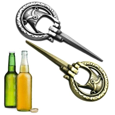 2Pcs Hand of The King Pin Beer Bottle Opener Keychain for Men - Church Key Can Opener Key Chain Bottle Opener Gift Church Key Bottle Opener Bartender - Beer Opener Keychain Bar Key for Bartenders