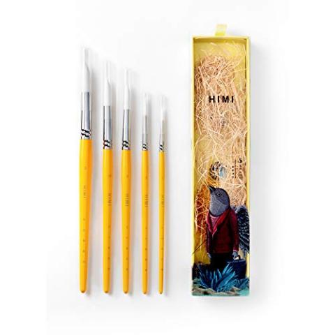 HIMI Little Bird Paint Brushes Set 5 Pcs for Watercolors Paint，Set of 5 Watercolor Paint Brushes for Beginners & Pros, Nice Gift for Art hobbyist Beginners Artists (Yellow,5 Pcs)