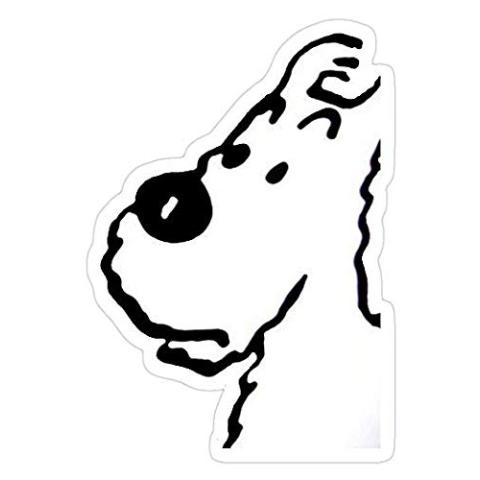 Tintin's Dog (Snowy) - Simplicity Design, tintins Dog Snowy Simplicity Design Decal Sticker - Sticker Graphic - Auto, Wall, Laptop, Cell, Truck Sticker for Windows, Cars, Trucks