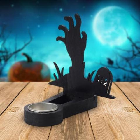 Halloween Shadow Caster Candlestick Holder - Tealight Candle Holders with Shadow for Desktop, Mantel, Bedroom,Halloween Party