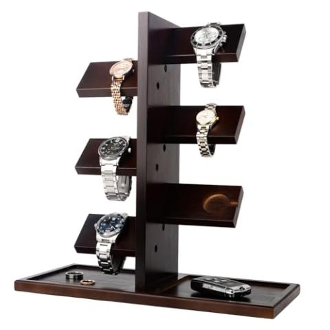 Watch Holder Stand Charging Station ,Watch Display Tower Jewelry Organizer for Rings, Necklaces, Coins Gifts for Men Women