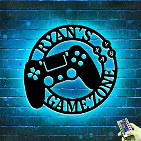 Personalized Gamer Name Neon Sign with 16 Colors and Remote Control Gamepad Controller Shape Neon Lights for Teen Boys Bedroom Wall Decor, LED Night Light for Kids Game Room,Best Gamer Gifts (Style-9)