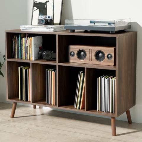 Cozy Castle Record Player Stand, Turntables Stand with Vinyl Record Storage Holds up to 350 Albums, Record Stand Table for Bedroom, Living Room, Office, Brown