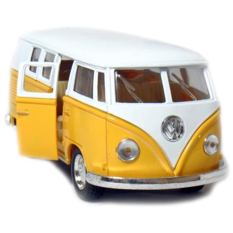 KiNSMART 5in Die-cast 1962 VW Classic Bus 1/32 Scale (Yellow), Pull Back n Go Action. For unisex