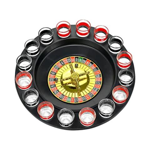 Bo Toys Drinking Game Glass Roulette - Drinking Game Set (2 Balls and 16 Glasses) Casino Style Drinking Game