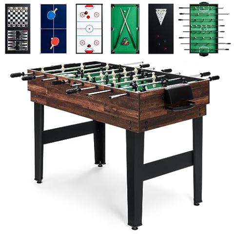 Best Choice Products 10-in-1 Combo Game Table Set w/Hockey, Foosball, Pool, Shuffleboard, Ping Pong, Checkers, Bowling, and Backgammon - Walnut