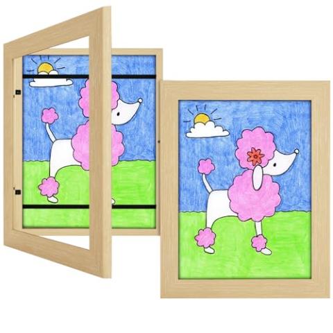 2 Pack 8.5x11 Kids Art Frames Natural, Kids Artwork Frames Changeable Child Artwork Picture Display Front Opening, Rustic Children Storage Frame Hold 50pcs Craft, Drawing, Art Project, Schoolwork