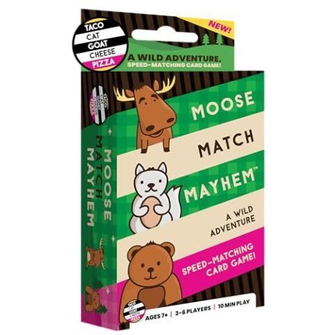 Moose Match Mayhem - by Taco Cat Goat Cheese Pizza – A Wild Adventure, Speed-Matching Card Game! Easy, Fast and Fun for Family Game Night for Kids Ages 7+, Teens, Adults