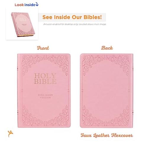 KJV Holy Bible, Giant Print Full-size Faux Leather Red Letter Edition - Thumb Index & Ribbon Marker, King James Version, Pink (KJV Full Size GP Editions)