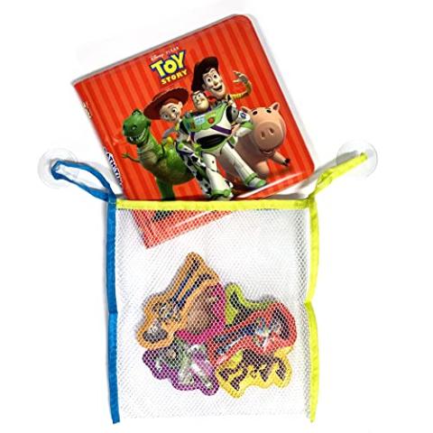 Disney / Pixar Toy Story Bath Time Books - Activity Books for kids, Bath book, 6 Padded suction cups, 1 Mesh bag