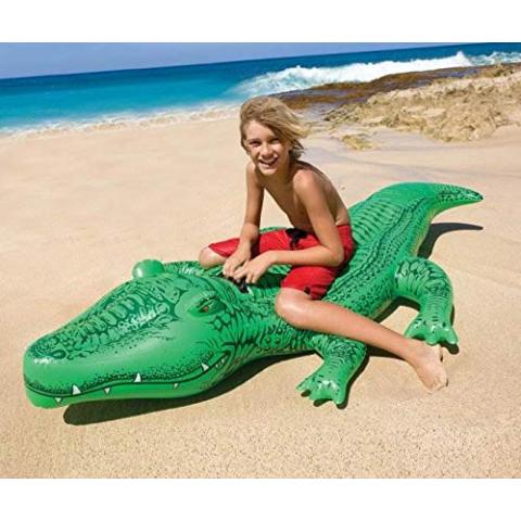 INTEX Giant Gator Inflatable Pool Float: Animal Pool Toy For Kids – 2 Heavy-Duty Handles – 176lb Weight Capacity – 80" x 45" – For Ages 3+
