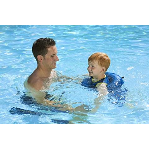 Poolmaster Learn-to-Swim Vest, Adjustable Tube Floatation Swim Trainer and Swim Aid for Kids Ages 3 to 6 Years, Blue
