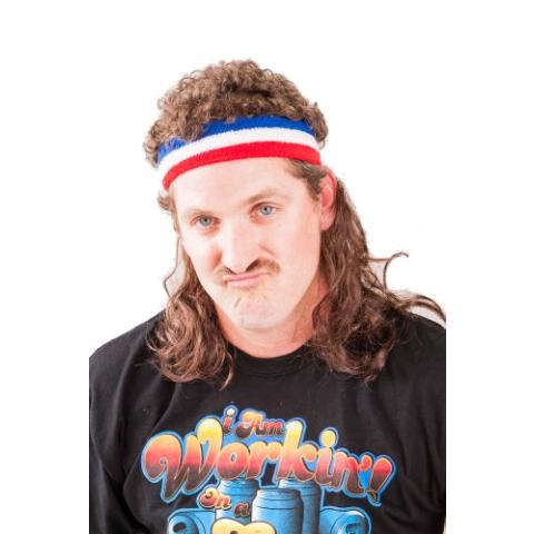 Mullet On The Go - The Bobcat Funny Costume Headband with Mullet Wig, One Size