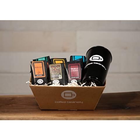 Specialty Coffee Gift Basket with Mug | 9 Sample Bags of Medium Roast Ground Coffee | Coffee Beanery
