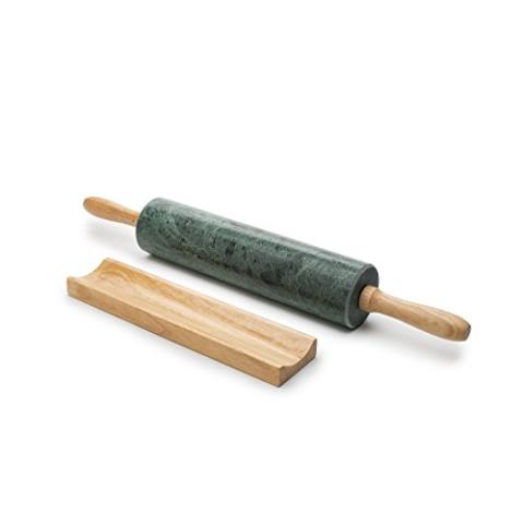 Fox Run Marble Rolling Pin and Base, Green 2.5 x 18 x 3 inches