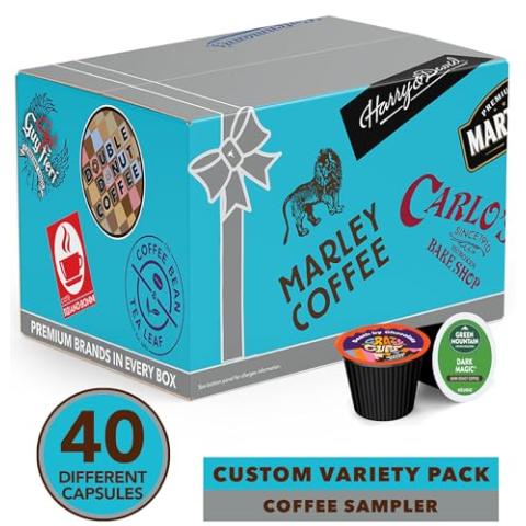Coffee Pods Variety Pack Sampler, Assorted Single Serve Coffee for Keurig K Cups Coffee Makers, 40 Unique Cups - Great Coffee Gift