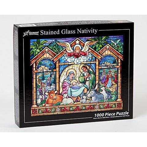 Vermont Christmas Company Stained Glass Nativity Jigsaw Puzzle 1000 Piece