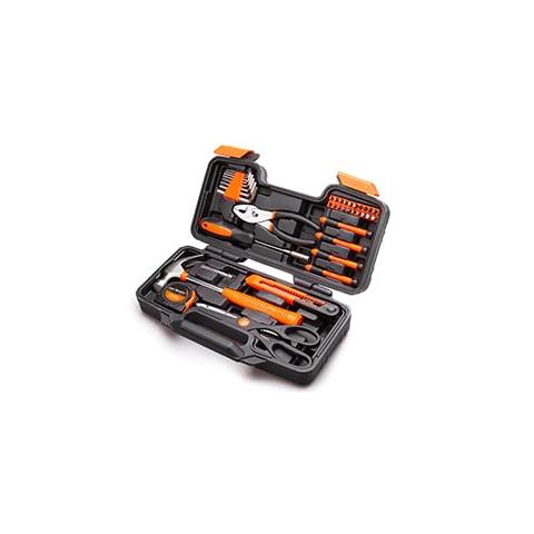 CARTMAN 39 Piece Tool Set General Household Hand Kit with Plastic Toolbox Storage Case Orange