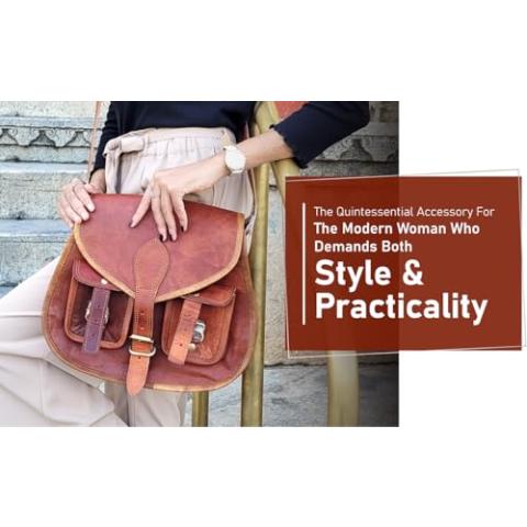 Firu-Handmade 13 inch Women Vintage Style Genuine Brown Leather Crossbody Shoulder Bag Handmade Purse