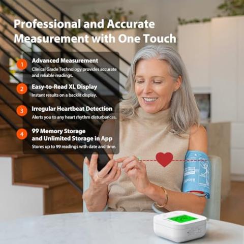 iHealth Track Smart Upper Arm Blood Pressure Monitor with Wide Range Cuff That fits Standard to Large Adult Arms, Bluetooth Compatible for iOS & Android Devices