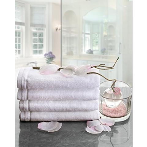 Monogrammed Towels Fingertip, Personalized Gift, 11 x 18 Inches - Set of 4- Silver Embroidered Towel - Extra Absorbent 100% Cotton- Soft Velour Finish - For Bathroom/ Kitchen/ Spa- Initial H (White)