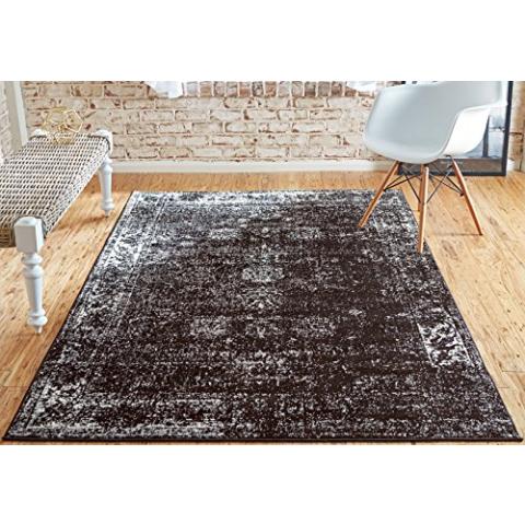 Unique Loom Sofia Collection Area Rug - Casino (5' 1" x 8' Rectangle, Black/ Ivory)