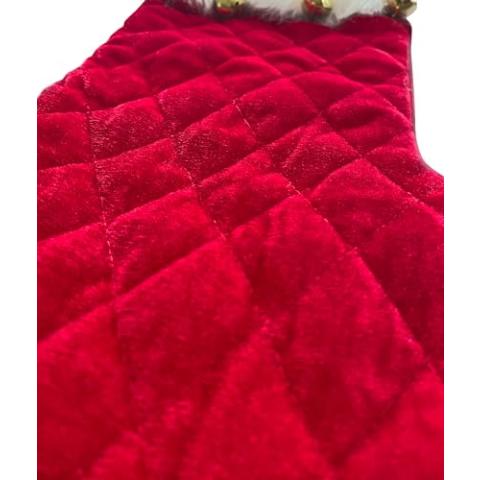 GiftsForYouNow Red Velvet Quilted Personalized Christmas Stocking with Bells, 21", Embroidered Stocking with Name, Custom Christmas Stocking, Red Stocking