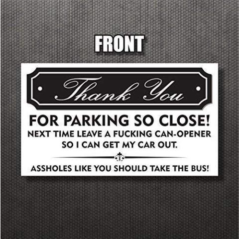 Funny Bad Parking Business Cards - Thank You For Parking So Close, You Suck At Parking Notes Cards Fake Ticket for A Gag Gift Or Prank, 3.5 x 2 Inch