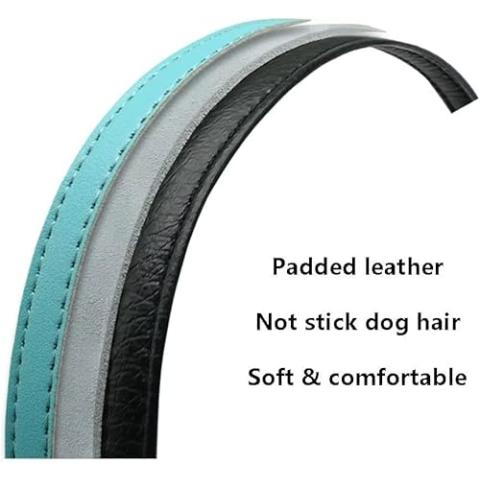 Didog Soft Leather Padded Custom Dog Collar and Leash Set with Personalized Engraved Nameplate,Fit Small Medium Dogs,Blue,XS Size