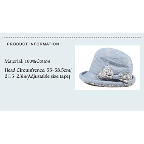 CACUSS Women's Foldable Floral Bucket Hat Rolled Brim with Bowknot