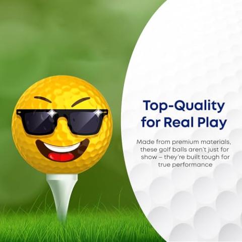 Oji-Emoji Premium Emoji Golf Balls, Unique Professional Practice Golf Balls, 12-Pack Emoji Golfer Novelty Golf Gift for All Golfers, Fun Golf Gifts for Men, Dads, Women, Kids, golf accessories
